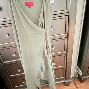 Jennifer Lopez Olive Green Wrap Dress